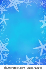 Starfish with bubble under the sea frame vector for decoration on summer holiday and marine life concept.