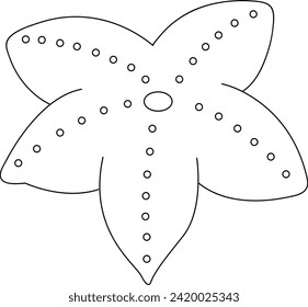 Starfish cartoon black and white vector line art coloring page illustration