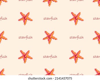 starfish cartoon character seamless pattern on orange background.Pixel style