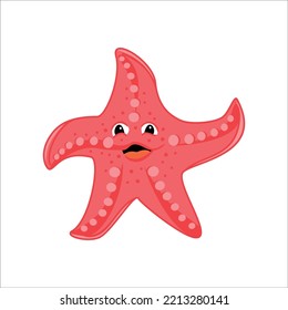 starfish cartoon design illustration. aquatic animal icon, sign and symbol.