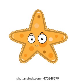 Starfish cartoon on white background. Vector illustration