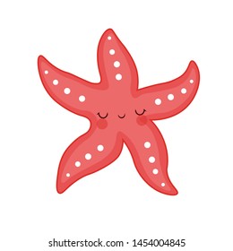 starfish cartoon vector illustration. Red cute starfish illustration for kids and babies. Sea creature. sea dweller