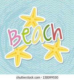 starfish cartoons over sea with texture. vector illustration