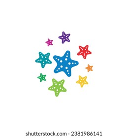 starfish colorful animal sea icon silhouette abstract