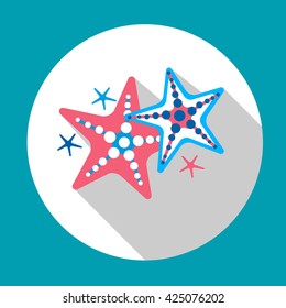 Starfish Colorful Icon Flat Vector Illustration