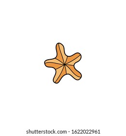 Starfish cute vector illustration. Hand drawn outlined ocean, marine, sea orange starfish animal. Isolated.