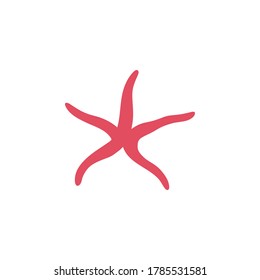 Starfish cute vector illustration. Hand drawn ocean, marine, sea pink, red starfish animal. Isolated.