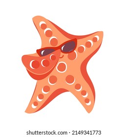 Starfish dancing . Cartoon vector Illustration of cute starfish. Sea star for summer design elements.