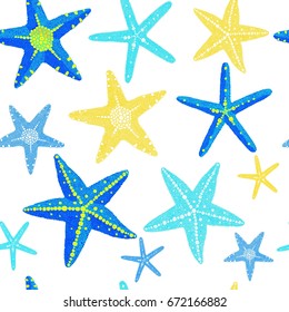 starfish different color vector seamless pattern template