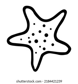 Starfish doodle style vector illustration isolated on white background