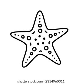 STARFISCH DOODLE. Seesterne aus Vektorgrafik. Line Zeichnen Vektorgrafik für Druckposter, Karte, Aufkleber Tattoo. Einzeilige Kunst. Eine handgezeichnete Illustration von Sea Star. Einfacher Rahmenstil