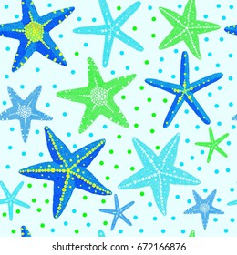 starfish dot different color vector seamless pattern template