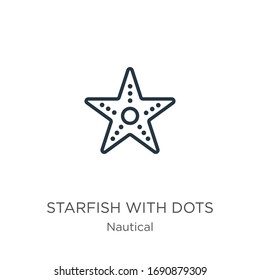 Starfish with dots icon. Thin linear starfish with dots outline icon isolated on white background from nautical collection. Line vector sign, symbol for web and mobile