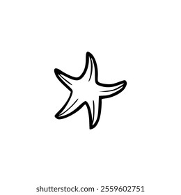 A starfish is drawn in black and white on a white background