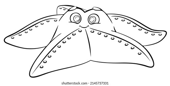 Starfish. Elemento para colorear página. Estilo de caricatura.