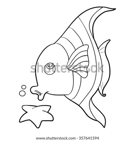 starfish fish cartoon black white line stock vector royalty free