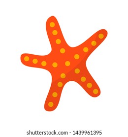 Starfish. Flat color summer Holiday icon on white background. Sports and recreation. Beach accessories. Vector illustration.