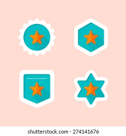 starfish flat icon with long shadow