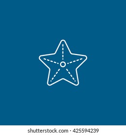 Starfish Flat Icon On Blue Background