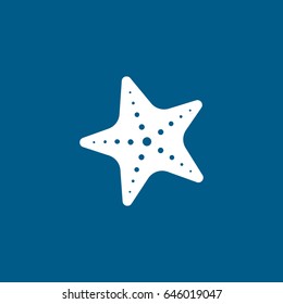 Starfish Flat Icon On Blue Background