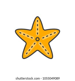 Starfish flat line colored icon.