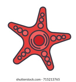 Starfish flat line illustration, concept vector isolated icon 