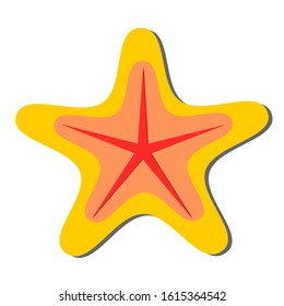 Starfish in flat style isolated on white background .Vector illustration for your design. Summer cartoon starfish.
