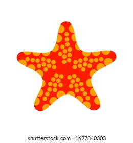 Starfish in flat style isolated on white background .Vector illustration for your design. Summer cartoon starfish.Underwater animal.