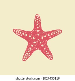 Starfish in flat style. Marine icon in cartoon style. Summer vector illustration.