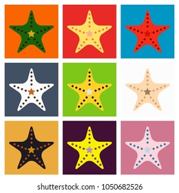 Starfish in flat style. Marine icon in cartoon style. Summer vector illustration.