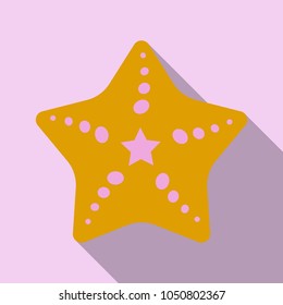 Starfish in flat style. Marine icon in cartoon style. Summer vector illustration.