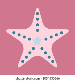 Starfish in flat style. Marine icon in cartoon style. Summer vector illustration.