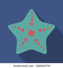Starfish in flat style. Marine icon in cartoon style. Summer vector illustration.