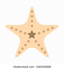 Starfish in flat style. Marine icon in cartoon style. Summer vector illustration.
