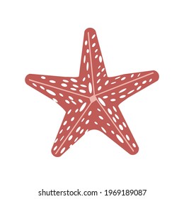 Starfish in flat style. Marine icon in cartoon style. Summer vector illustration.