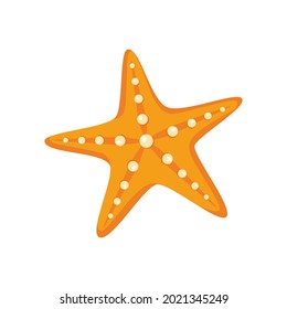 Starfish in flat style. Marine icon in cartoon style. Summer vector illustration.