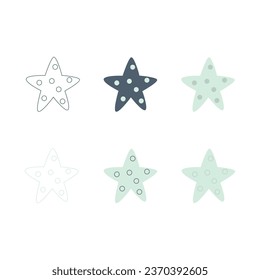 Starfish in flat style. Marine icon in cartoon style. Summer vector illustration.