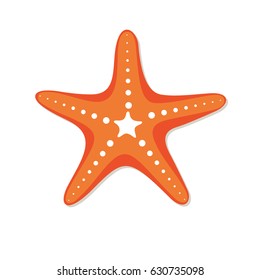 Starfish in flat style. Marine icon in cartoon style. Summer vector illustration.
