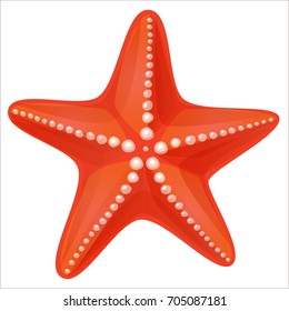 Starfish in flat style. Marine icon in cartoon style. Summer vector illustration.