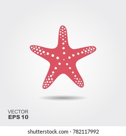 Starfish in flat style. Marine icon in cartoon style. Summer vector illustration.