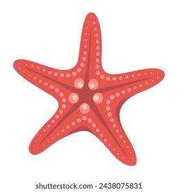 Starfish flat style. Red Starfish icon. Sea animal cartoon style. Echinoderm. Underwater Marine icon Isolated on white background. Summer vector illustration