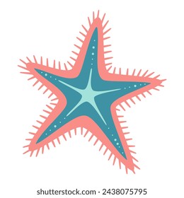 Starfish flat style. Royal Starfish icon. Sea animal cartoon style. Echinoderm. Underwater Marine icon Isolated on white background. Summer vector illustration