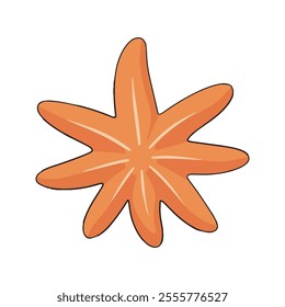 Starfish Flat Vector Illustration, Simple Stylized Design, Orange Color, Symmetrical Shape, Minimalist Look, Clean Lines, White Background