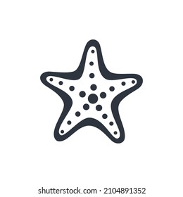 Starfish graphic icon. Sea star black sign isolated on white background. Sea life symbol. Vector illustration