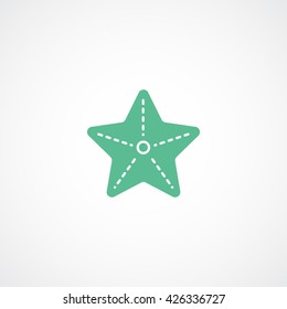Starfish Green Flat Icon On White Background