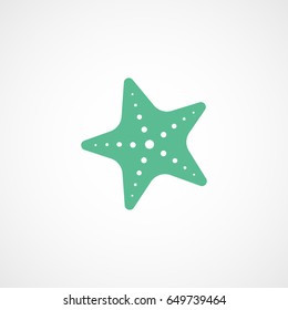 Starfish Green Flat Icon On White Background