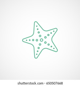 Starfish Green Line Icon On White Background