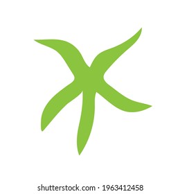 Starfish green star on an isolated background. Flat vector illustration. Element.