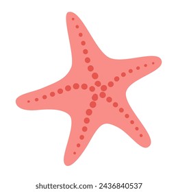 Starfish Hand drawn Cartoon style flat illustration seashell isolated on white background. Vector illustration
