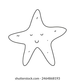 Starfish. Hand drawn doodle style. Vector illustration isolated on white. Coloring page.